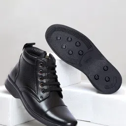 zoom shoes Genuine Leather Boots for Men AD1165 | Zipper Boots| Memory Cushion| High Ankle Boots For Men-picture-19
