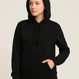 Women Full Sleeve Solid Reversible Hooded Sweatshirt-image-5