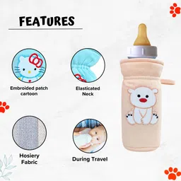 mw prints Soft Stretchable Baby Feeding Bottle|Cute Embroidered Cartoon Patch(60–125 ml) image 4