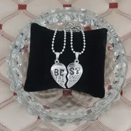 shiv jagdamba Best Friend Forever Friendship Broken Heart-Shape Pendant Silver Zinc, Metal Necklace Chain For Men And Women Sterling Silver Zinc, Metal Pendant image 3