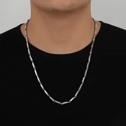dprime Classic Rice Design Chain | Trendy Fashion for Men and Boys Silver Plated Silver Chain image 2