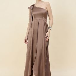 aayu Women Fit and Flare Gold Maxi/Full Length Dress-picture-14