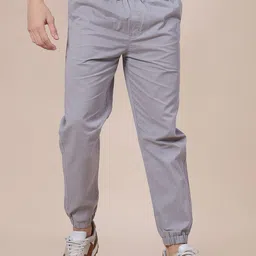 v-mart Men Regular Fit Grey Cotton Blend Trousers-picture-11