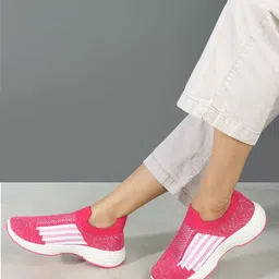 carlton london Women Woven Design Lightweight Slip On Sneakers Walking Shoes For Women-picture-12