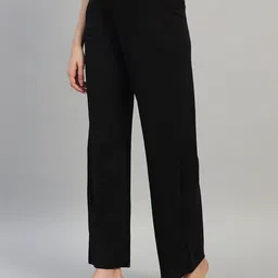 dna crafted with love Women Relaxed Black Cotton Blend Trousers image 2