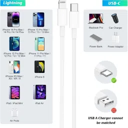 MIFKRT USB Type C Cable 3 A 1.1 m Original quality 20-Watt PD Fast Charging Usb C to Lightning Cable image 2