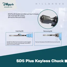 hillgrove HGCM536M5 17mm Demolition Chisel+Hammer Concrete Breaker Drill Machine with Power & Hand Tool Kit image 4