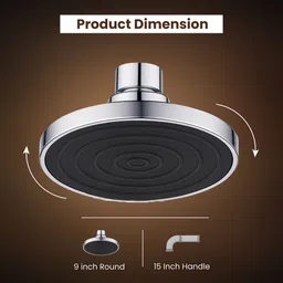 unimacc Step Round Shower Head For Bathroom & Overhead Shower, 8” ABS Shower Head 200mm Fixed Mount image 5
