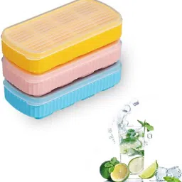 flynhigh 3pcs 8 big Cavity Pop Up Ice Cube Trays for Freezer with Lid 100% BPA Free C61 Multicolor Silicone Ice Cube Tray-picture-29
