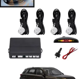 maties 4Pcs White Reverse Parking Sound Warning sensor for car Protection-283 Car Reverse Parking White 4 Sensor With LED Display/Buzzer -283 Parking Sensor-picture-11