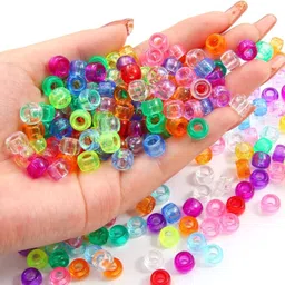 indikonb Round Pony Beads, Multicolor Big Hole Beads for Jewelry & Crafts image 4