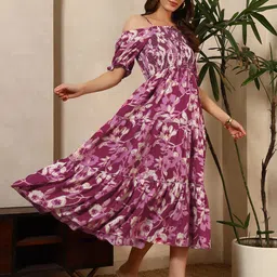 starword Women Fit and Flare Purple Maxi/Full Length Dress image 5