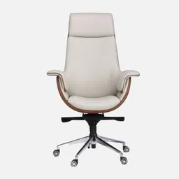 ardasinterior Flow Leatherette High Back Office Chair in Cream and Tan Colour Leatherette Office Adjustable Arm Chair image 5