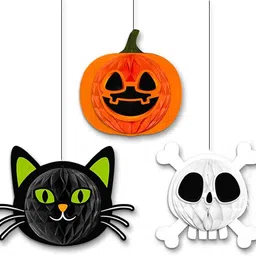 poptheparty Halloween Hanging Decorations - Pumpkin, Black Cat & Skull Party Ornaments Cardboard Cut-outs-picture-28