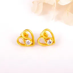 giva Sterling Silver Golden 3D Zircon Studded Earrings for Womens and Girls Zircon Sterling Silver Stud Earring-picture-14