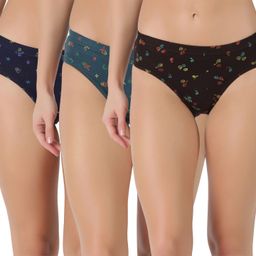 Pack of 3 Dollar Lehar Super Combed Cotton Women's Printed Solid Panty Women Hipster Multicolor Panty-picture-21