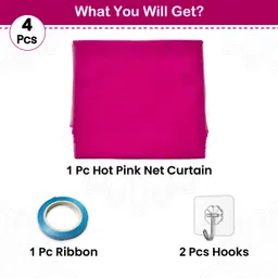 decoration bazar Hot Pink Transparent Net Curtain Backdrop (5x1.5m) For Party Decoration, Gift Packing image 2
