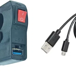 1Pc 12v DC Bike Mobile Charger USB Socket with ON-Off Switch and Micro USB Cable 1.2 A Bike Mobile Charger-image-30